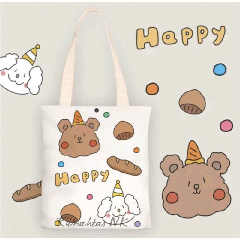 TOTE BAG LUCU MOTIG KOREA TOTE MURAH CANTIK TOTE KULIAH