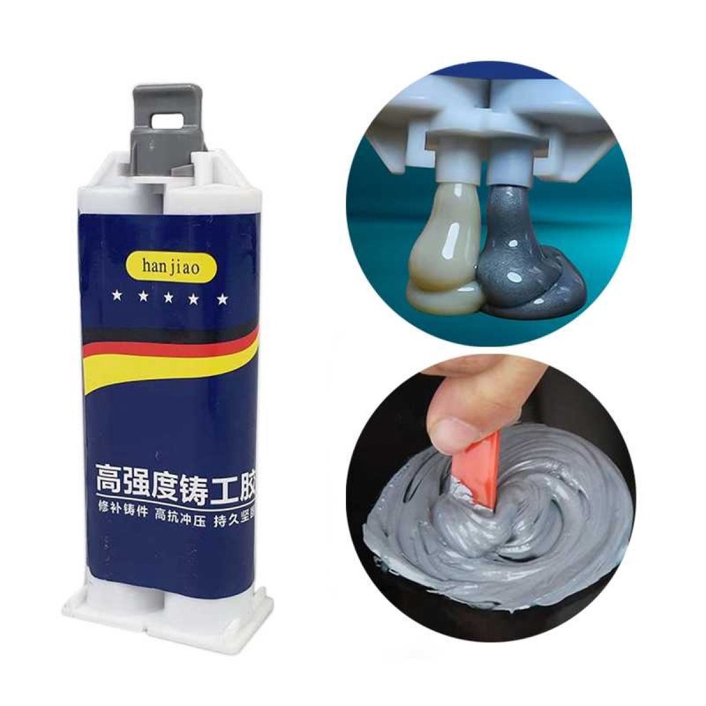 Lem AB Epoxy Kuat Penambal Besi Steel Metal Radiator Anti Bocor Metal Casting Glue Tahan Panas