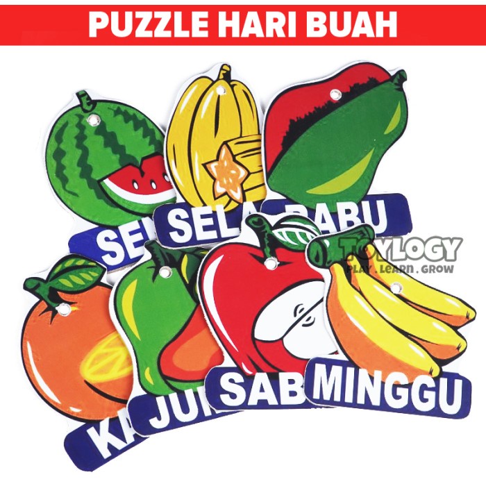 Mainan Kayu Edukasi Anak Alat Peraga Belajar Meronce Nama Hari Bentuk Buah Wooden Learning Toy