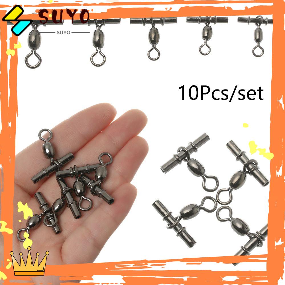 Suyo 10pcs/set Tabung Memancing Putar Kuningan Tahan Lama Barel Memancing Aksesoris Cross-line Kepala Kuningan