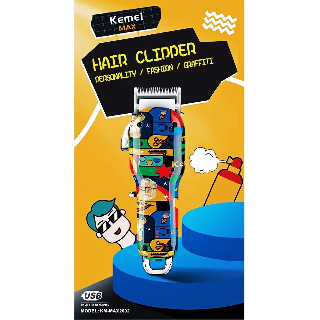 KEMEI KM-MAX2092 GRAFITTI - Electric Hair Clipper Alat Pangkas Rambut