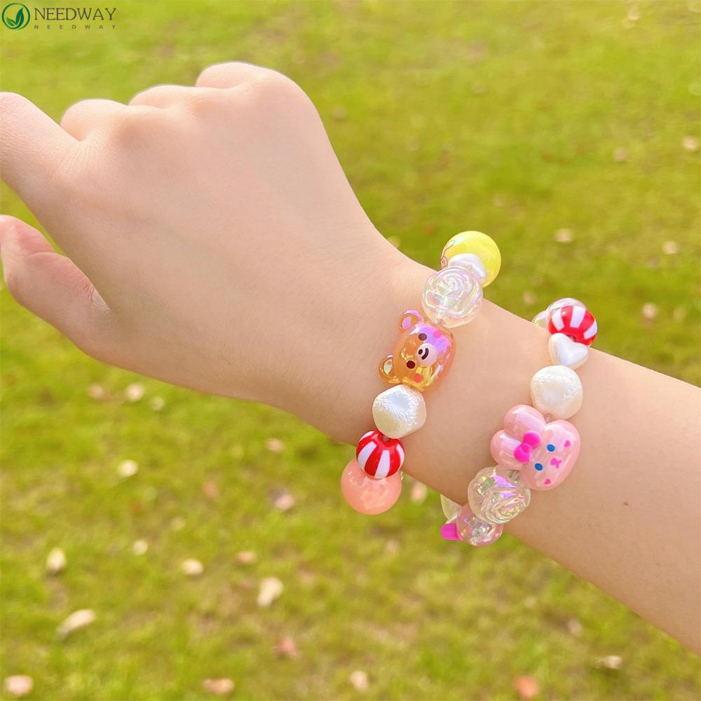 Needway Bunny Gelang Aksesoris Hewan Keberuntungan Manis Perhiasan Manik-Manik Pasangan Hadiah Diy Asli Desain Wanita Tangan Strings