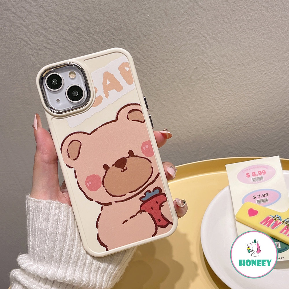 Kartun Kawaii Bear Case Untuk iPhone 14 Pro Max Casing iPhone 11 Pro Max 12/12pro 13 Pro Max7 8Plus Xr Xs Lembut TPU Shockproof Penutup Belakang