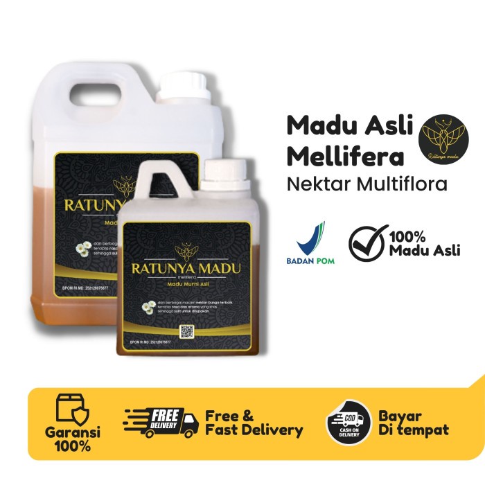 

N.E.W Madu Murni Asli 1kg - Madu Nusantara / Randu Murni Manis 100% ASLI - Mellifera, 500gr