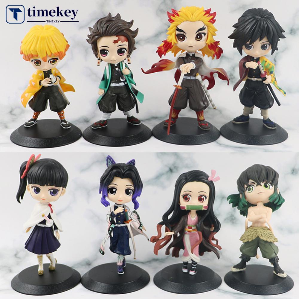 Timekey Chibi Versi Anime Demon Slayer Action Figure Miniatur Patung Model Kimetsu No Yaiba Boneka Tanjirou Nezuko Kyoujurou Giyuu C6P1