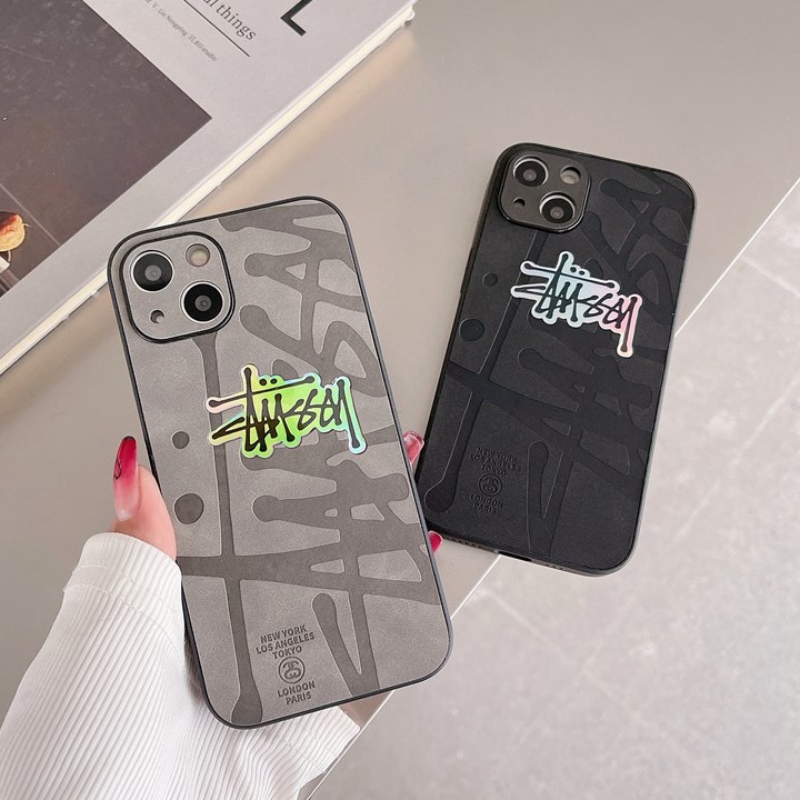 【Gradient Laser】Case IPhone 11 12 13 14 Pro Max X XR XS MAX 14 Plus Protect Case Man Men's Fashion Black Stussy Phone Case