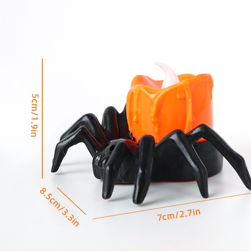 1pc Halloween Hitam Spider Flameless Baterai Dioperasikan Cahaya Lilin Elektronik Horror LED Tealight Seram Dekorasi Pesta Rumah