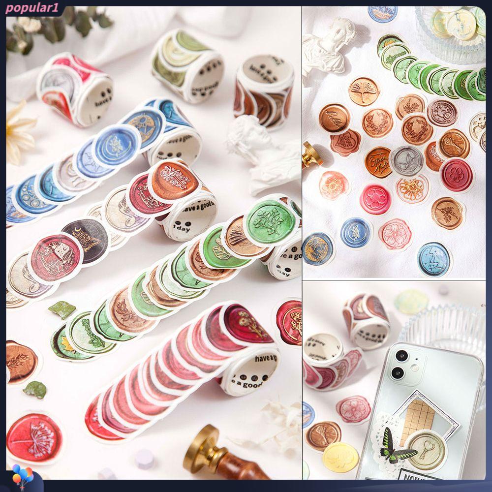 Populer 50pcs/roll Lacquer Coin Tape Perekat Stiker Scrapbooking Hias Kertas Lengket