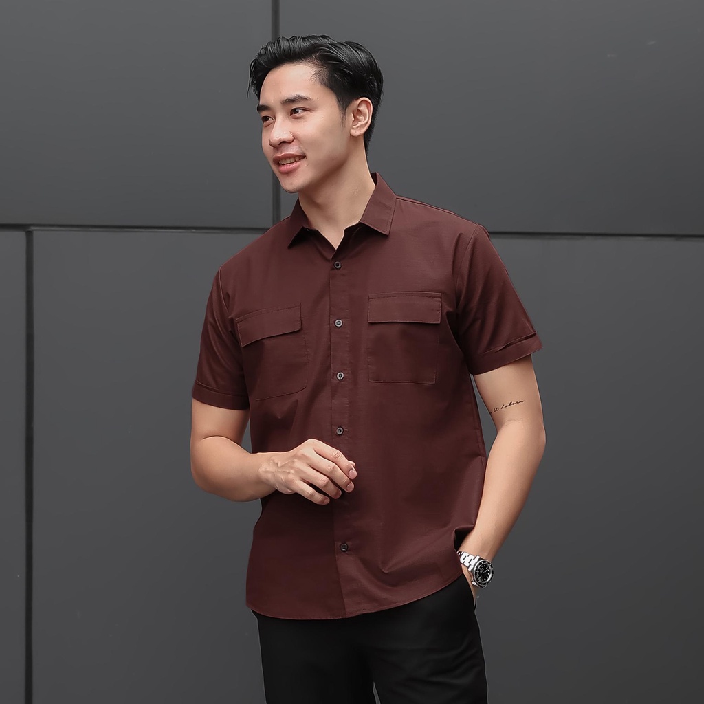 BROGUY Kemeja Pria Lengan Pendek Two Pockets