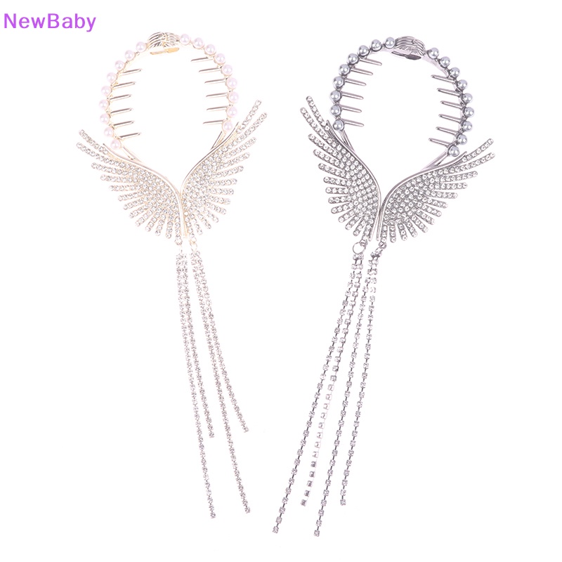 Newbaby Elegan Berlian Imitasi Rumbai Klip Cakar Untuk Wanita Fashion Butterfly Wing Hair Clip ID