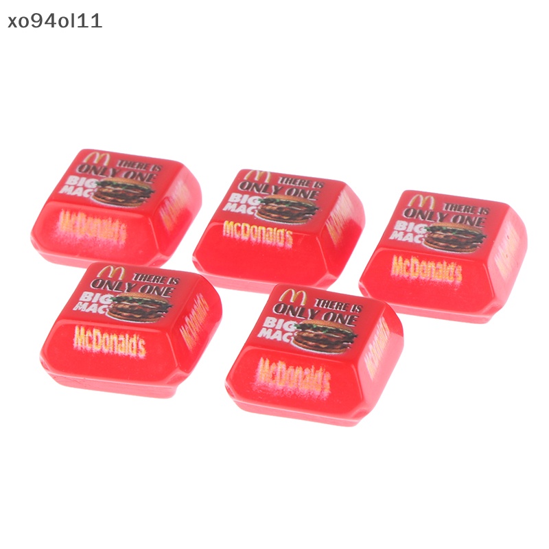 Xo 5pcs 1/12rumah Boneka Miniatur Burger Box Mini Dapur Makanan Model Pemandangan Mainan OL