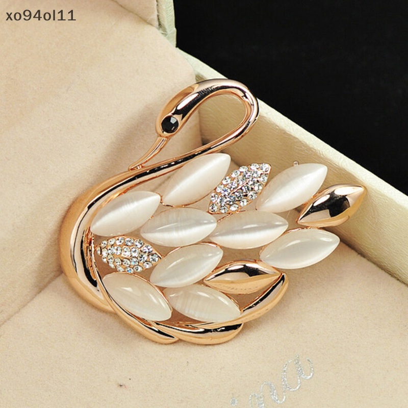 Xo Trendi Elegan Motif Angsa Berlian Imitasi Bros Pin Kristal Bros Pin Klip OL