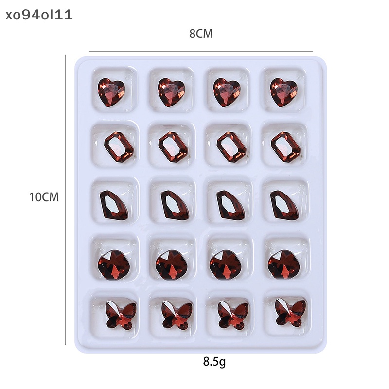 Xo 20PCS 3D Nail Art Rhinestones Kristal Batu Warna-Warni Tips Dekorasi DIY OL