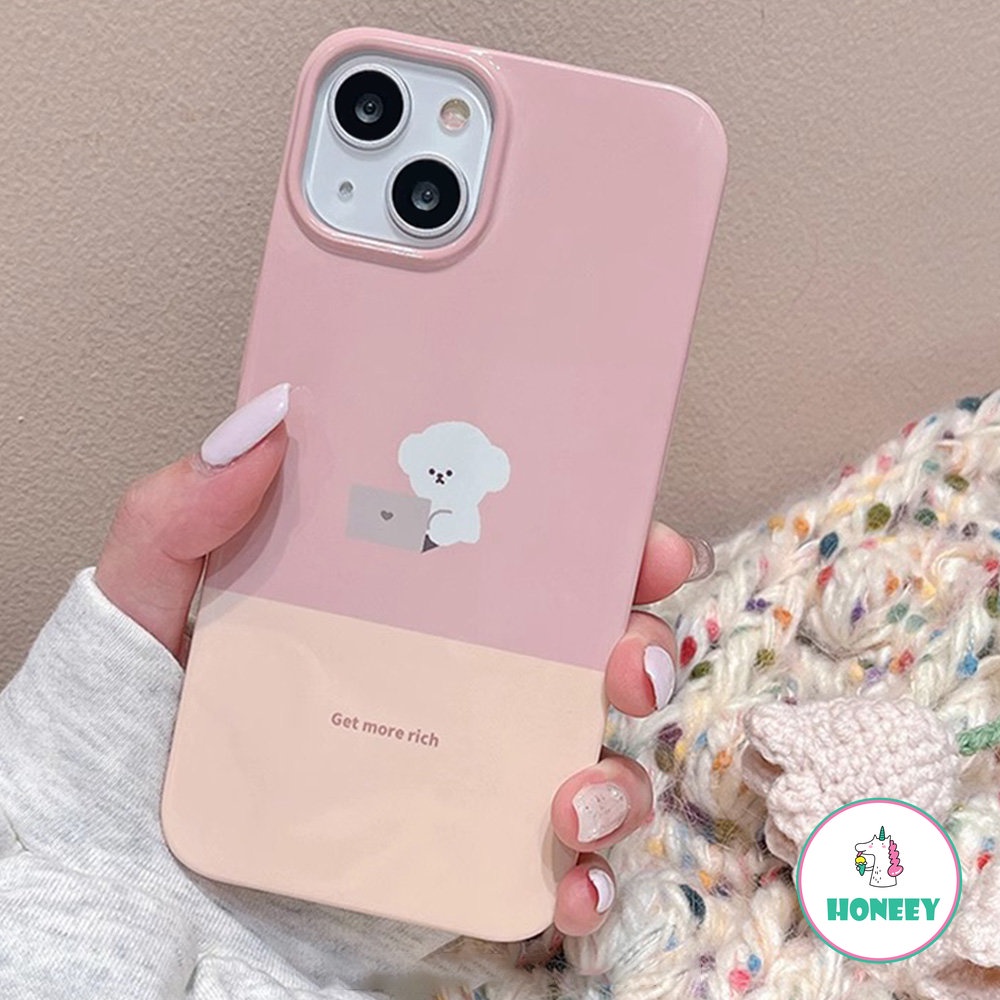 IPHONE Sweet Pink Working Puppy Case Kompatibel Untuk Iphone14 Pro Max13 12 Pro Max Case Iphone11Lembut TPU Shockproof Cover