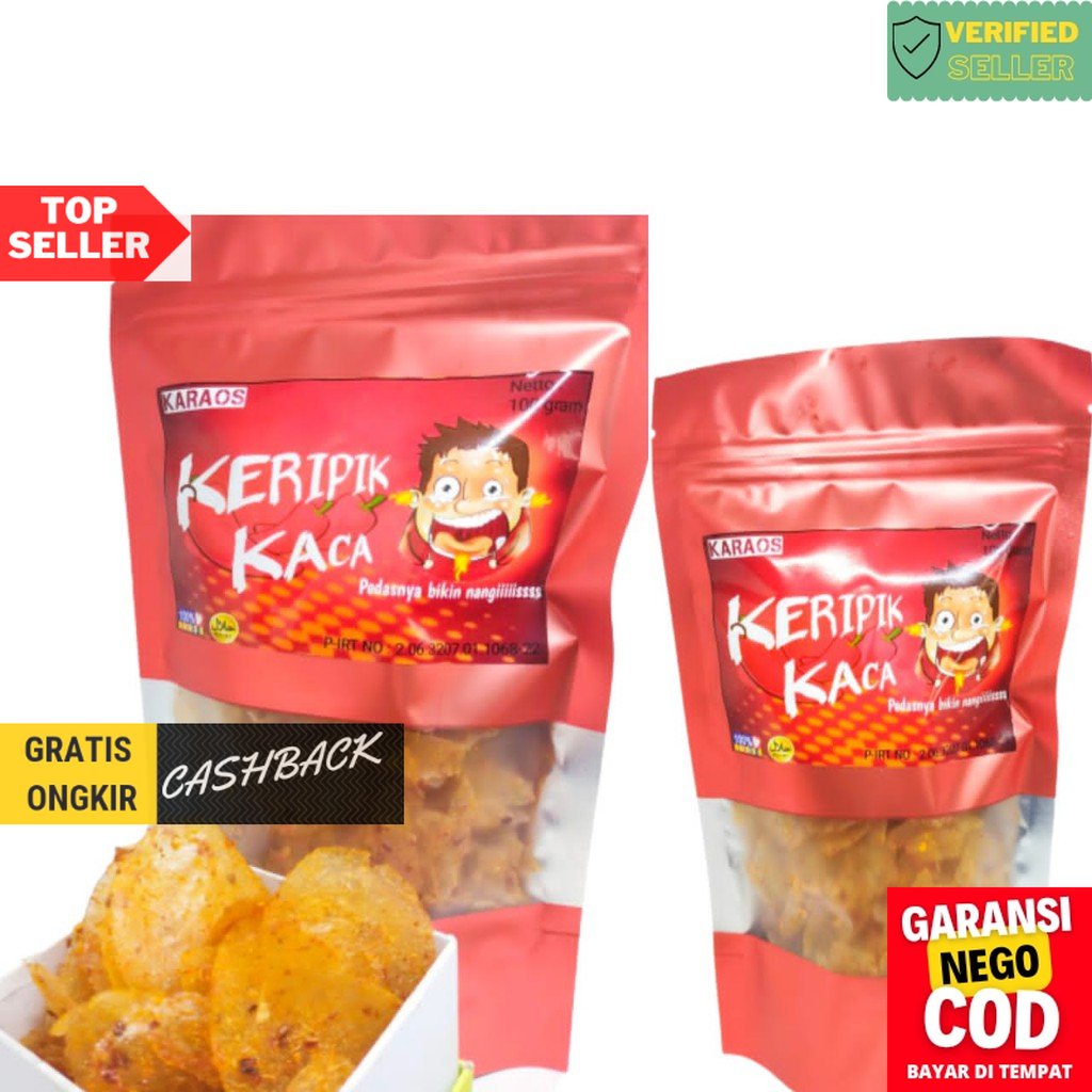 

Keripik Kaca Kripik Beling Extra Pedas Bandung Cemilan Kemasan Kripca Hot Maknyus Daun Jeruk KARAOS .