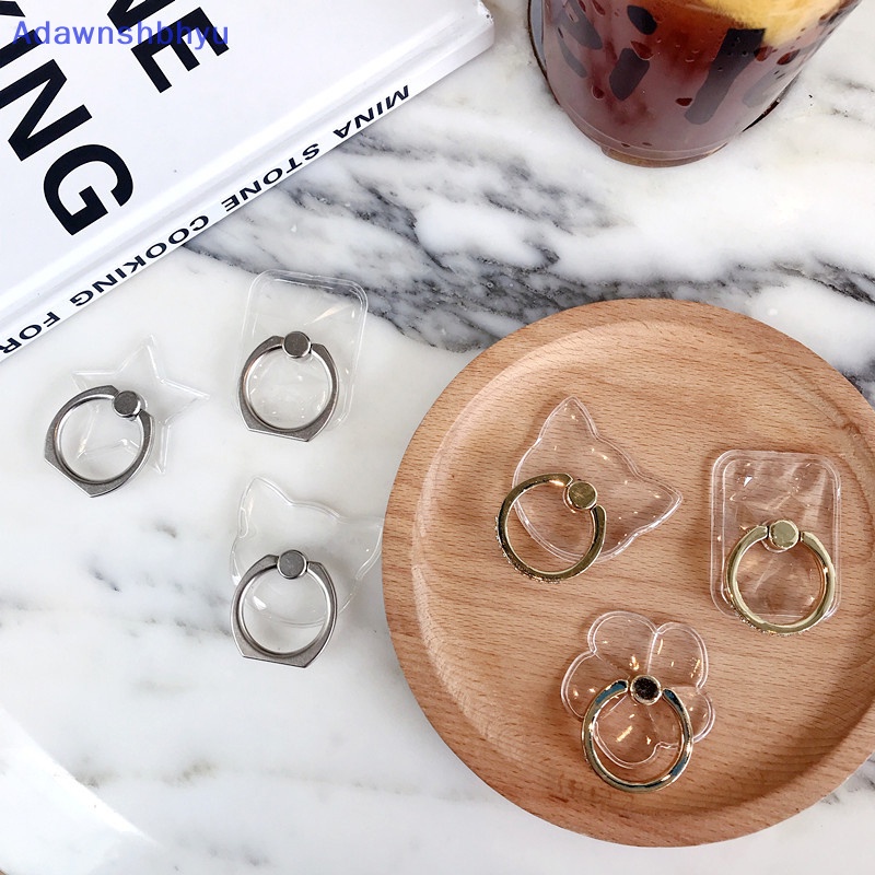 Adhyu Universal Tempat Handphone Cincin Jari Lipat Lem Stand Transparan Holder ID