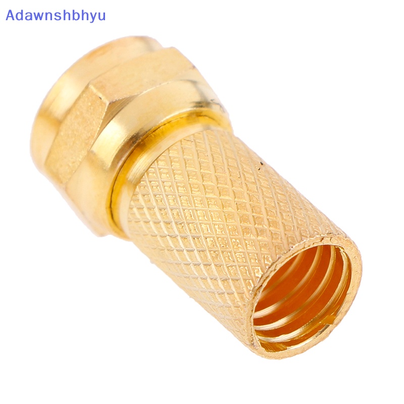 Adhyu 10Pcs Colokan Konektor Kabel Coaxial Tipe Twist on RG6 F Brass Connector Copper ID