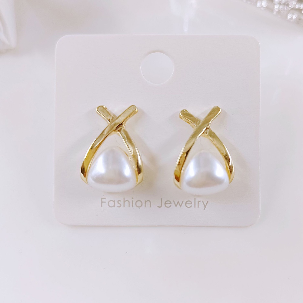 Anting Klip Geometris Mutiara Simulasi Perhiasan Lapis Emas Manset Telinga Non Tindik Untuk Wanita Hadiah Pengantin