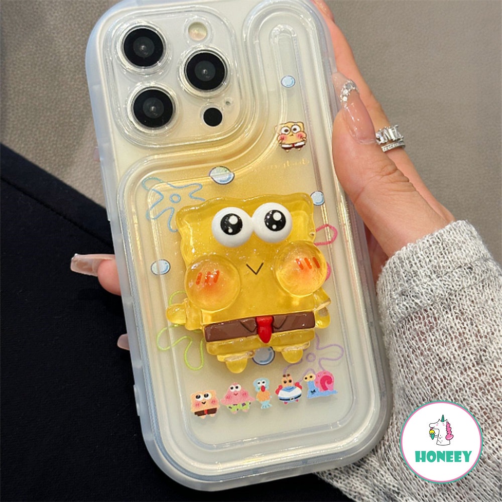 Casing SpongeBob Lucu Untuk iPhone 14 Pro Max Case iPhone 11 Pro Max12 13 Pro XR Xs Max7 8 Plus Bening Airbag Anti-Drop Back Cover