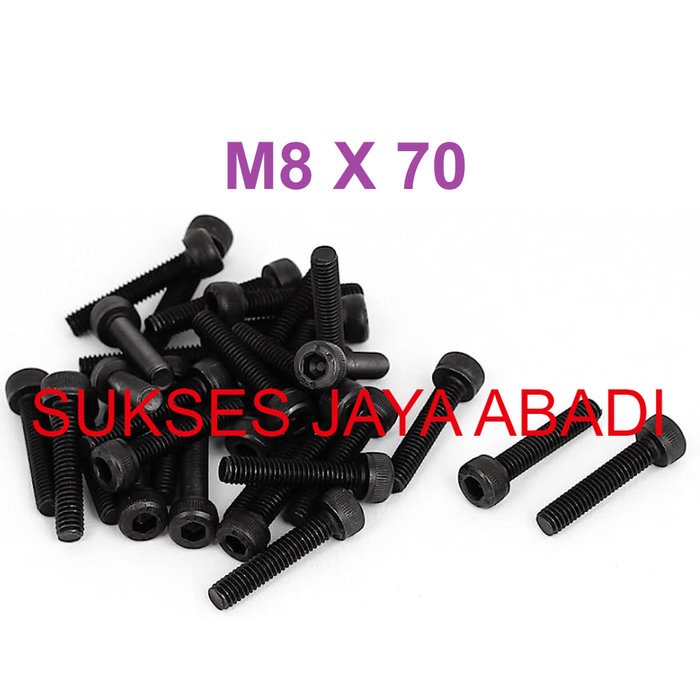 BAUT L M8 X 70 BAJA HITAM GRADE 12.9 / HEX SOCKET HEAD CAP SCREW M3 M4 M5 M6 M8 M10 M12 M14 M16 M18 