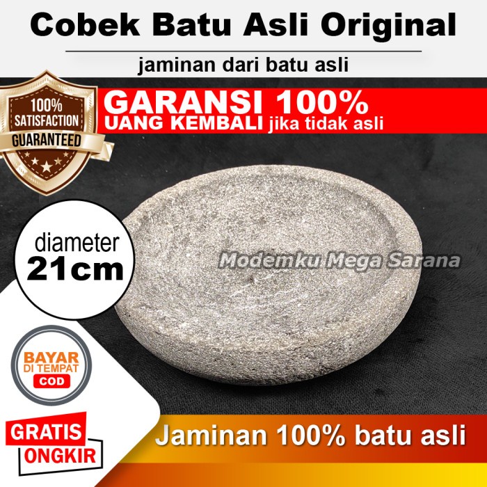 Cobek Batu Asli Original Cowek Coek Coet Cowet - 21 cm