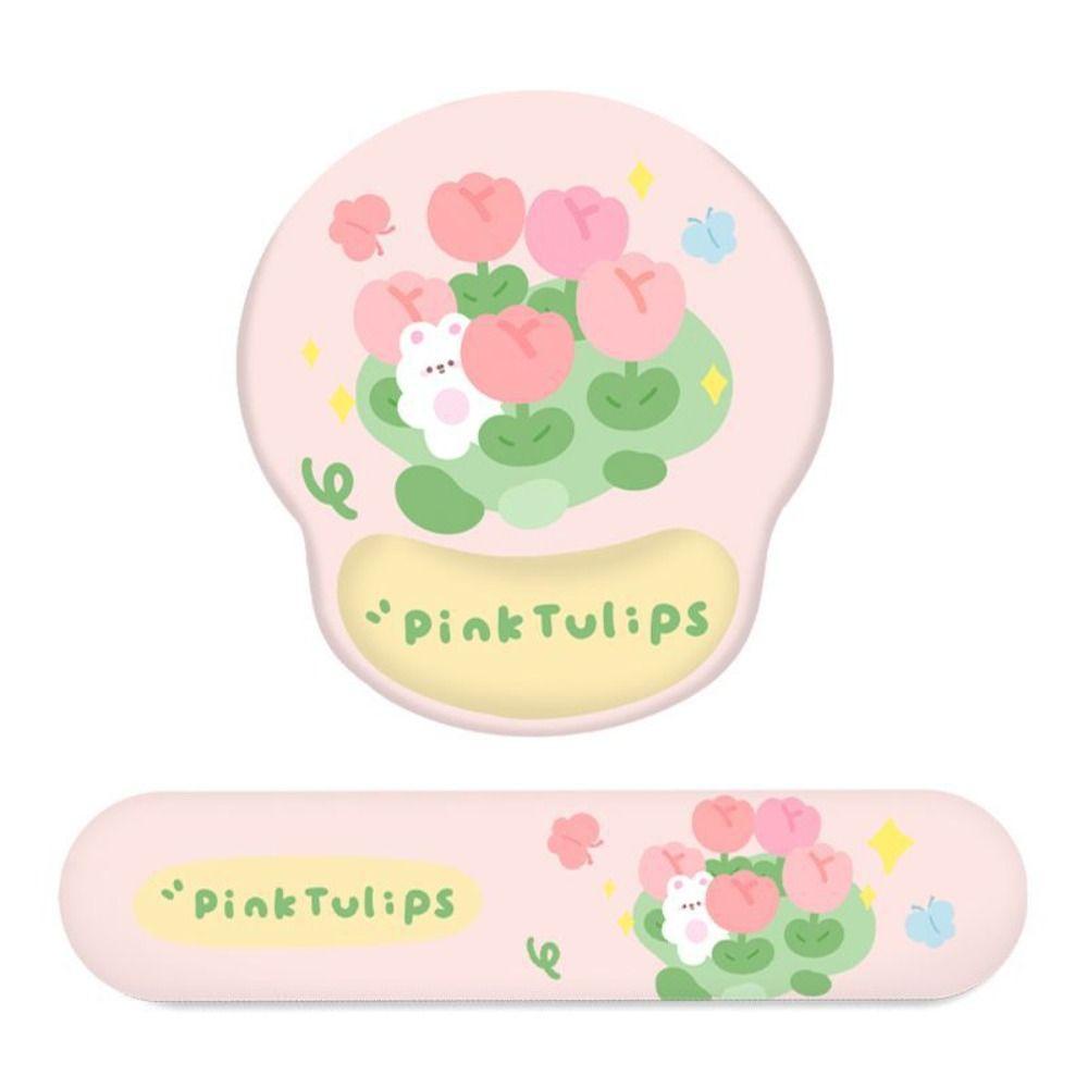 Populer Mouse Pad Soft Tulip Bunny Gel Keyboard Wrist Rest Untuk Mengetik Dan Pereda Nyeri