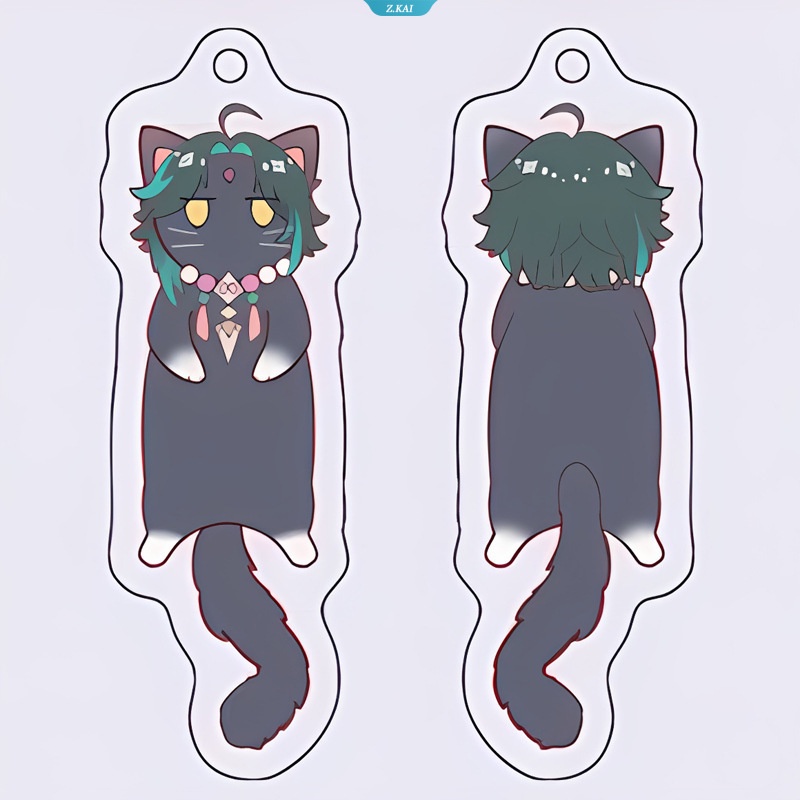 Genshin Impact Pendant Around Cute Meow Venti Klee Xiao Kaedehara Kazuha Aether Dua Sisi Laminasi Siswa Ransel Keychain Charm [ZK]