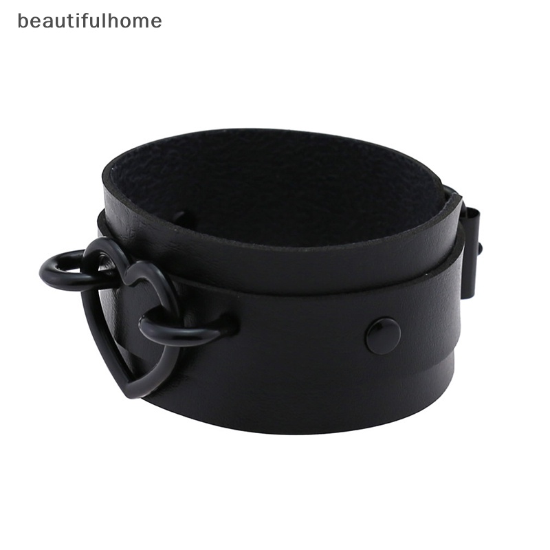 {beautifulhome} Gelang Hati Gelang Kulit Manset Gothic Punk Ban Lengan Unisex Cosplay Perhiasan.