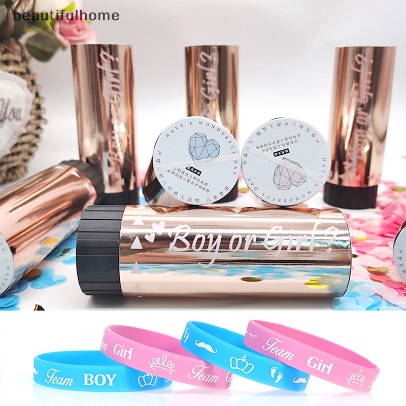 {beautifulhome} 36pcs Gelang Gender Reveal Gelang Tangan Silikon Team Boy Karet Cewek.