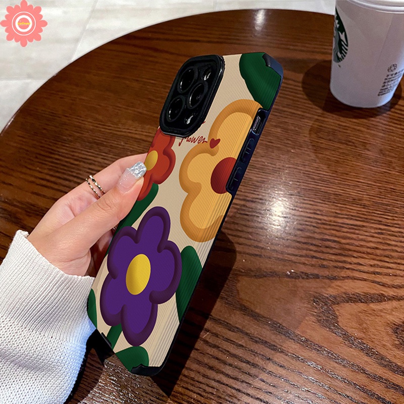 IPHONE Lukisan Cat Minyak Flowers Phone Case Kompatibel Untuk Iphone11 14 13 12 Pro MAX XR 7Plus X7 8 Plus XS MAX Musim Panas Segar Bunga Mewah Tekstur Kulit Shockproof Soft Cover