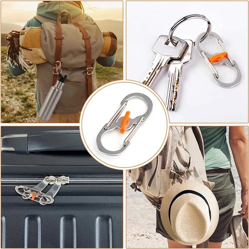 [Fitur] Gesper Ransel Berkemah Luar Ruangan/Carabiner Panjat Paduan Aluminium/Konektor Tali Alat Key-Lock/Kait Gantungan Kunci Mini/Gesper Gembok Anti Maling Tipe S