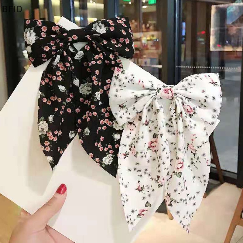 [BFID] Bow Hair Clip Korea Fashion Style Ikat Rambut Pita Busur Besar Kecil Segar Bunga Jepit Rambut Ikatan Simpul Rambut Duckbill Klip Aksesoris [ID]