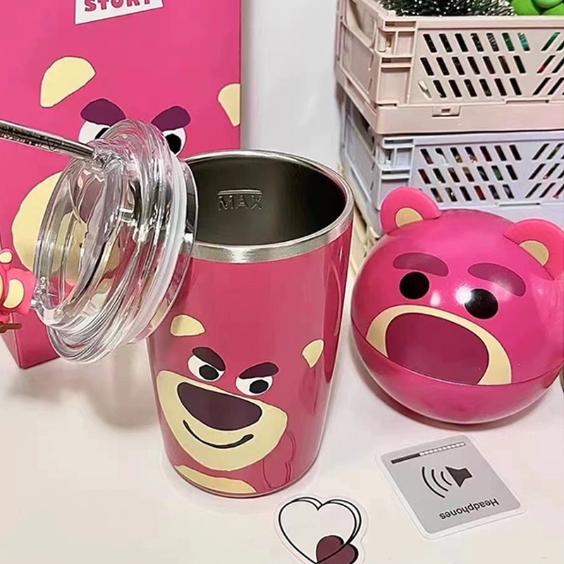 【COD】Strawberry Bear Termos/Strawberry Beruang Botol/Lotso Botol Minum 500ML/Disney Stainless Steel Cangkir Kopi Thermal