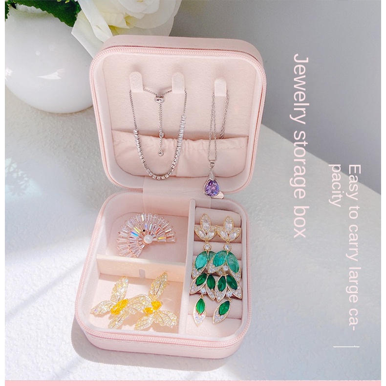 Versi Korea Kotak Penyimpanan Perhiasan Travel Portable Jewelry Box Kotak Perhiasan Kemasan Cincin Kecil