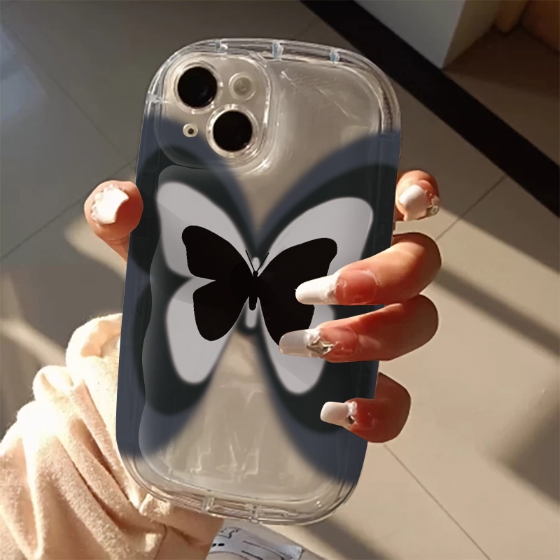 IPHONE Butterfly Casing Ponsel Transparan Kompatibel Untuk Iphone14 13 12 11 Pro Max7 +8 Plus XS X XR Silikon Shockproof Casing Cover Cell Precticer