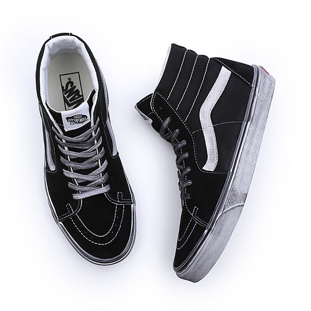 SEPATU VANS OFF THE WALL | SK8 HI STRESSED BLACK WHITE