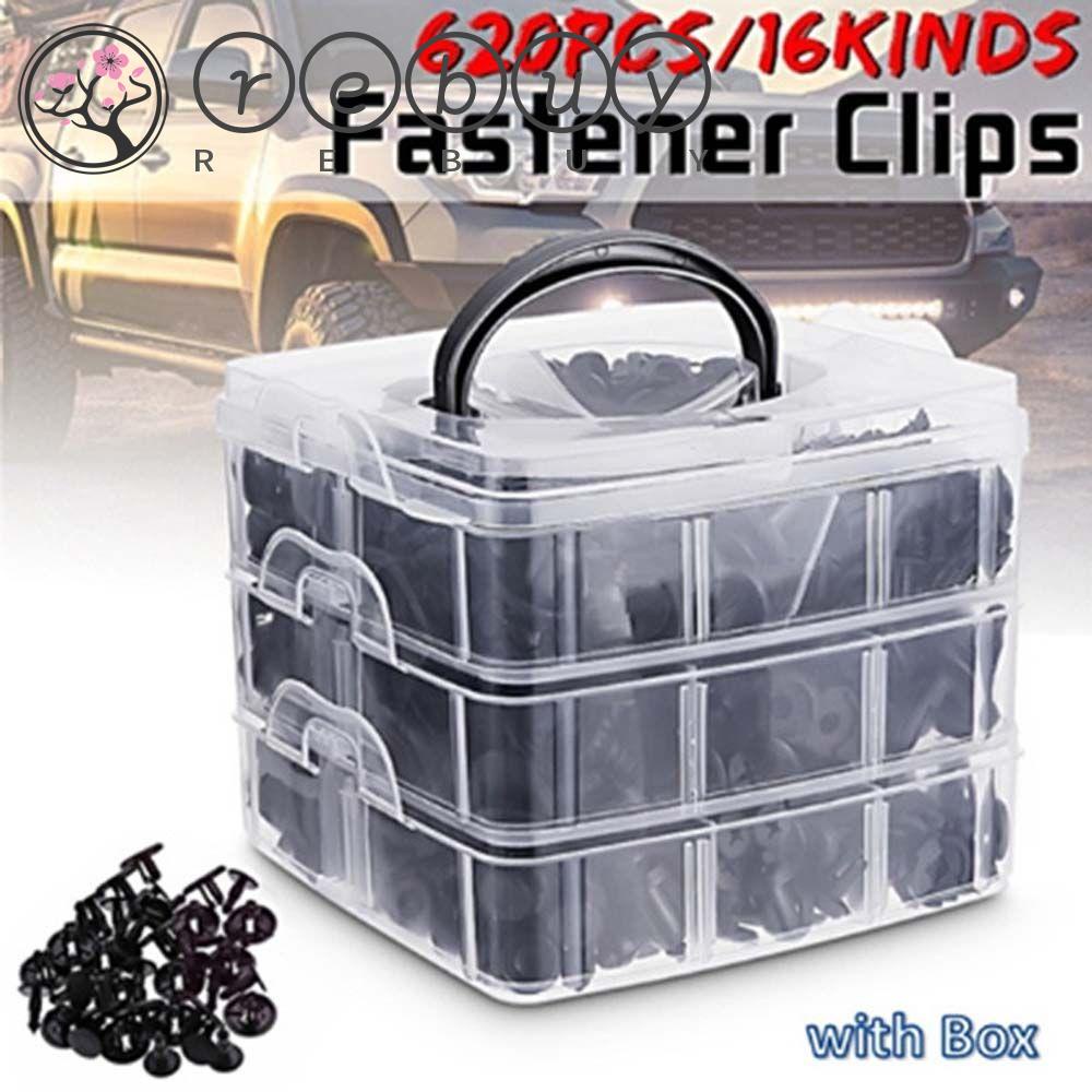 Rebuy Klip Pengikat Mobil 620pcs /box Universal Penutup Mesin Mobil Pintu Lis Panel Campur Rivet Penahan Ekspanding Plastik Klip
