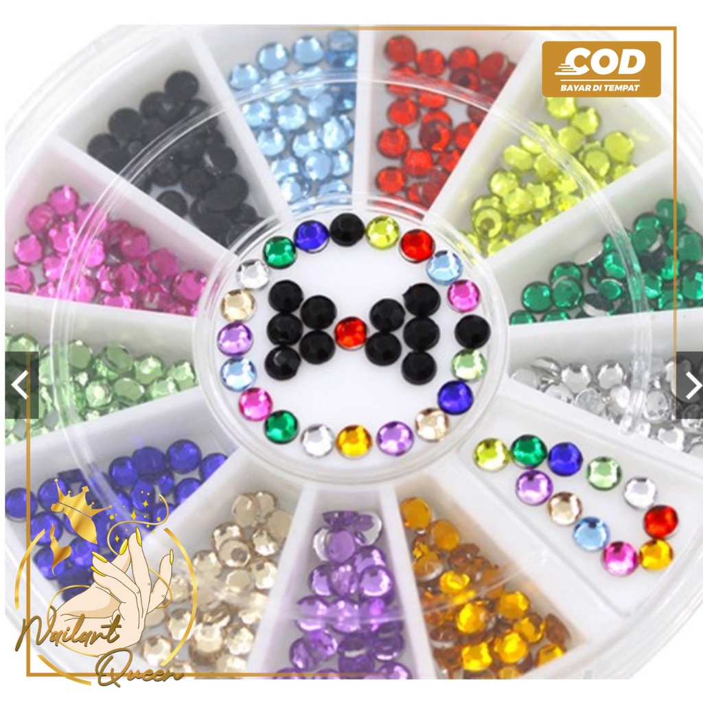 12 Colors Glitters 3mm Acrylic Nail Decoration Stickers DIY Nail Tips Wheel