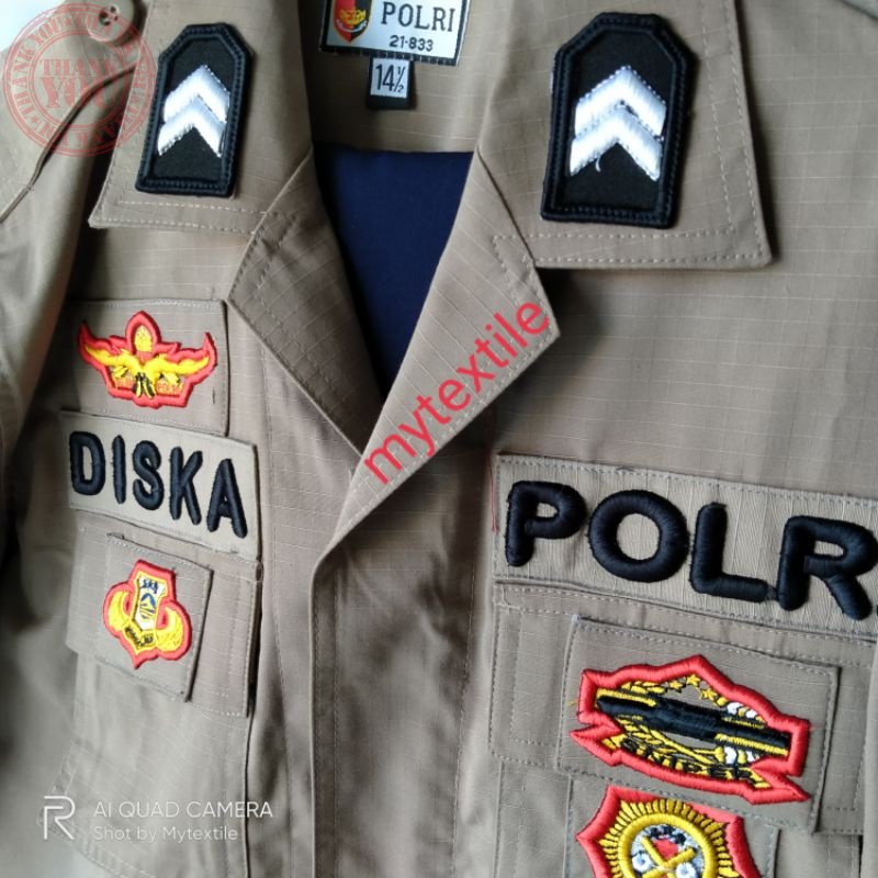 Bordir bet timbul nama polri bahan jatah kain kotak ripstok satuan bijian Terbaru Nama dada Sekolahb