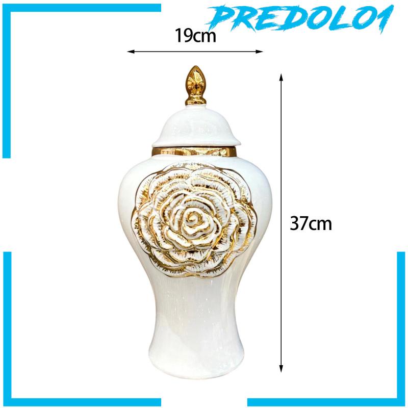 [Predolo1] Vas Keramik Storage Jar with Lid Temple Jar Glazed Home Accent Piece Modern
