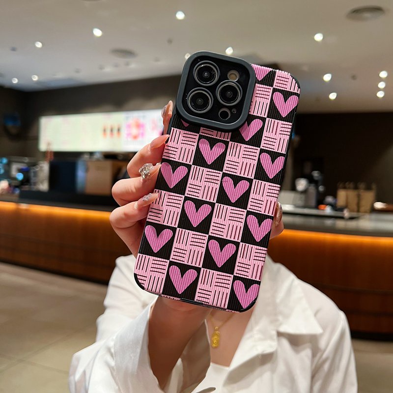 All New So Pretty Pink Little Love Leather Soft Case IPhone 7 Plus 8 Plus X XS XR XS Max 11 13 12 14 PRO Max 14 Plus Phone Case Girl Girl Women's Fashion