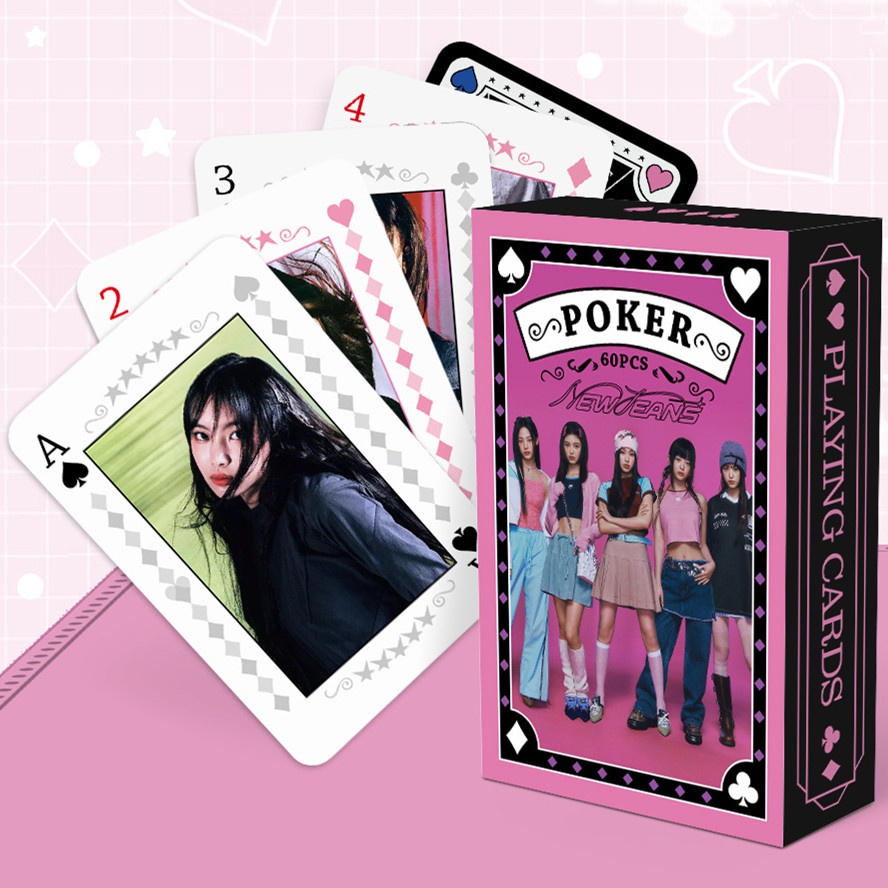 60pcs /box Hitam-PINK BT-S TWICE Poker Card STRAY KIDS TXT NJ Kpop Kartu Bermain