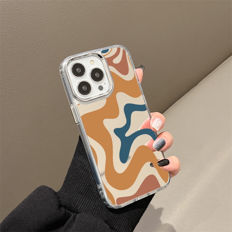 IPHONE Art Lukisan Cermin Ponsel Case Kompatibel Untuk Iphone11 12 13 14 12Pro 13Pro 14Pro Pro Max XR X XS Max Electroplating Tombol Perlindungan Mirror Cover