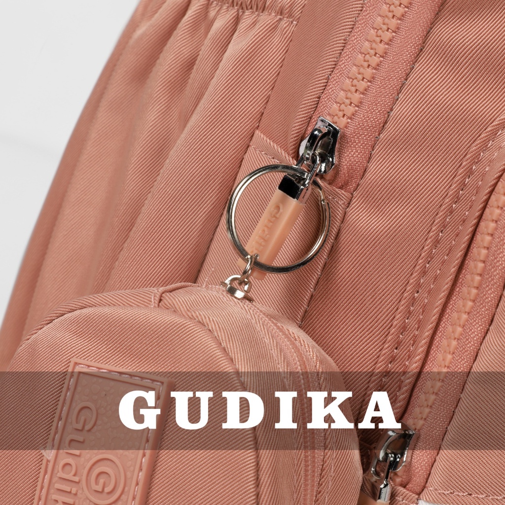 Tas GUDIKA 2tone 5309 - Tas Ransel Laptop Wanita Kekinian Import Original Bahan Nylon Waterproof Anti Air Premium Korea Terbaru bisa muat banyak barang dan banyak slot