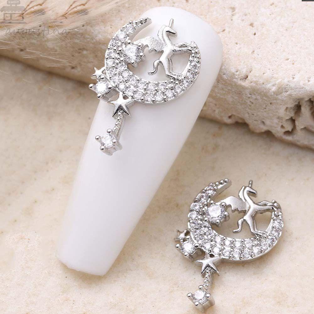 AUGUSTINA Augustina Perhiasan Kuku Kristal Mewah DIY Manicure Charm Nail Art Ornamen Zirkon Nail Art Dekorasi