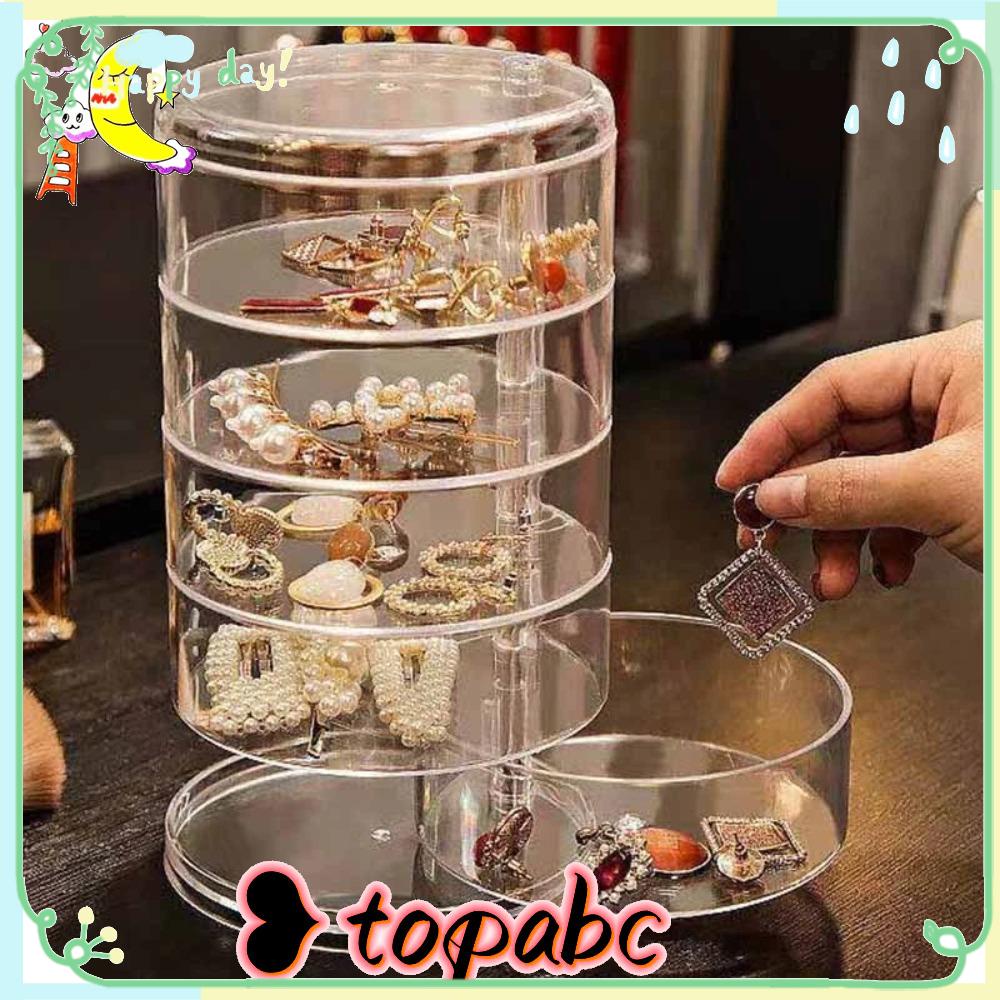 TOP Kotak Penyimpanan Perhiasan New Plastik Rotating Round Organizer Boxes