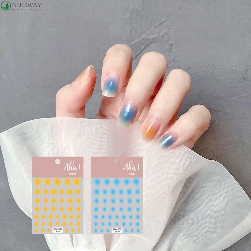 NEEDWAY Blush Stiker Kuku Gadis Manis Perekat Diri Tembus Blush Colorful DIY Nail Art Dekorasi