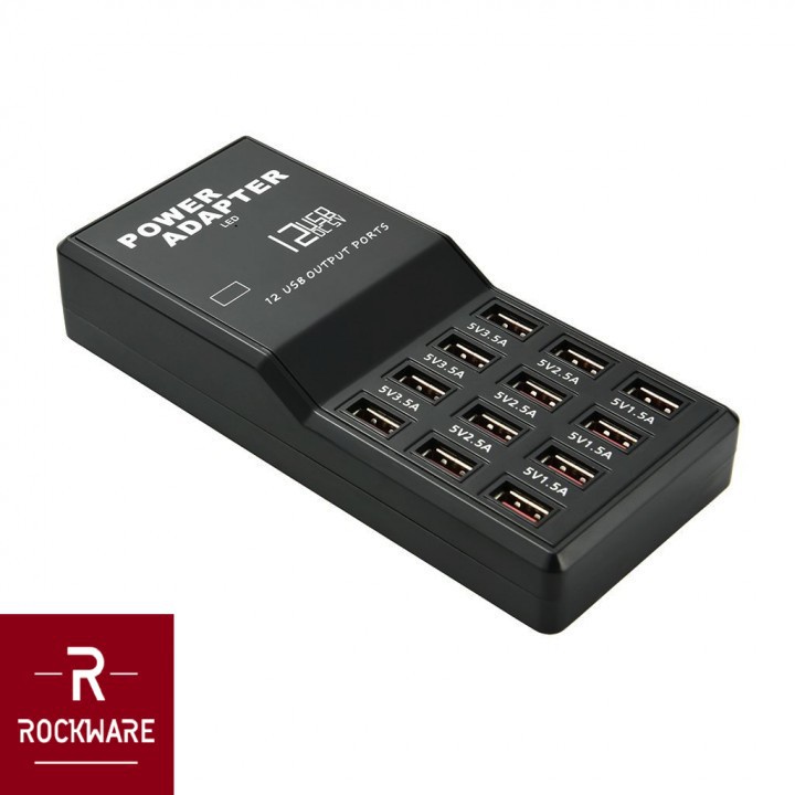 ROCKWARE W-858 - 5V 12A Smart Fast Charging 12 Ports USB Charger