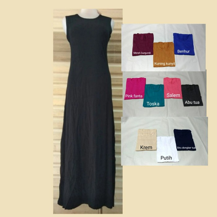 New Trend Style Gamis Inner Wanita Tanpa Lengan(Size XXL) Adem Strech&Nyaman Di Pakai - Putih, XXL