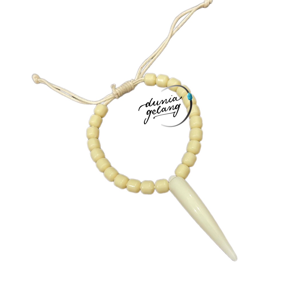 GELANG TALI MOTIF TARING PUTIH TALI ADJUSTABLE / GELANG PRIA WANITA ANAK DUNIA GELANG